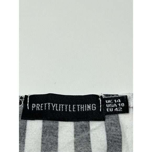 Prettylittlething Black Stripe Jersey Split Cami Midi Dress size 10 - Picture 7 of 15